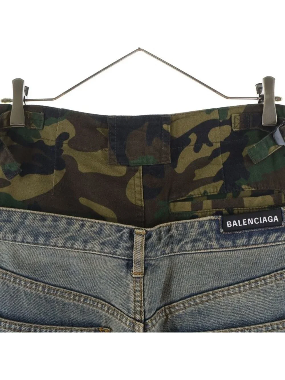 Balenciaga Camouflage Layered Denim Pants Indigo